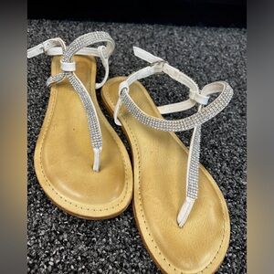 Kelly & Katie flat white and crystal sandal